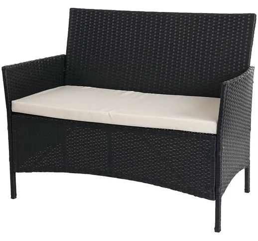 Serie Halden per l'esterno divano sofa 2 posti polyrattan antracite con cuscino avorio