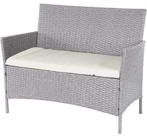 Serie Halden per l'esterno divano sofa 2 posti polyrattan grigio con cuscino avorio