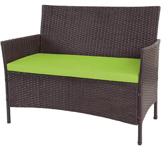Serie Halden per l'esterno divano sofa 2 posti polyrattan marrone con cuscino verde