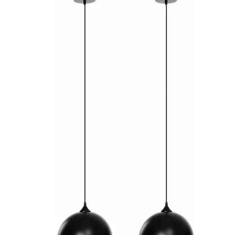 Giordanoshop - Set 2 Lampade a Sospensione Ø30x126 cm Altezza Regolabile in Metallo Nero