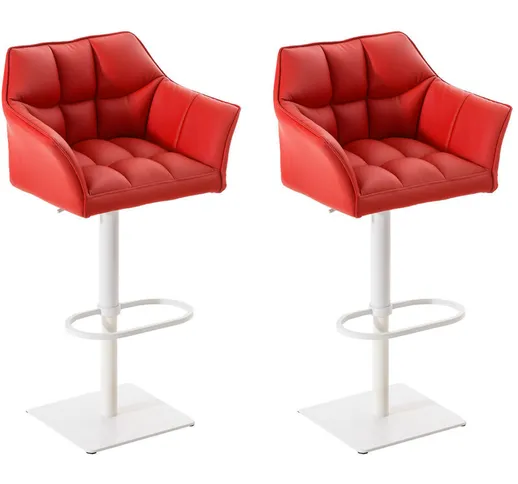 Set 2 sgabelli alti bar Damaso in similpelle Rosso Bianco