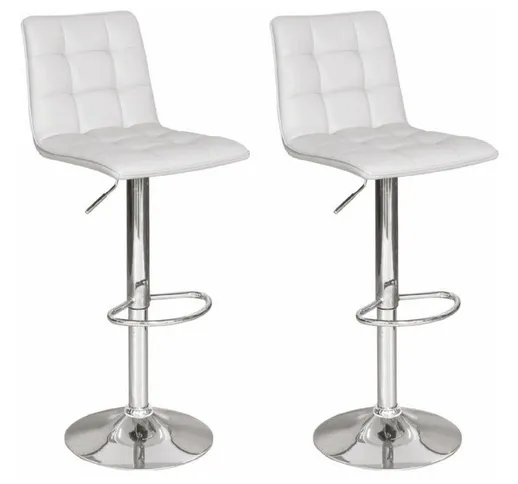 Giordanoshop - Set 2 Sgabelli Imbottiti Da Bar 53x44x43 Cm In Similpelle Bianchi