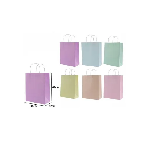 Trade Shop - Set 3 Pezzi Buste Borsa Da Regalo Sacchetti Carta Vari Colori 42x31x12cm 6849...