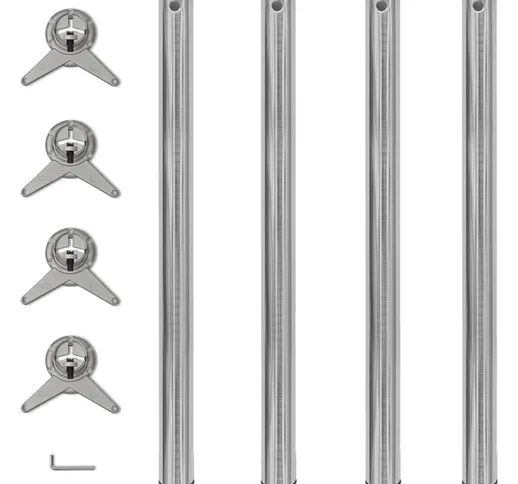 Set 4 gambe placcate in nickel per tavolo regolabili in altezza 870 mm - Argento