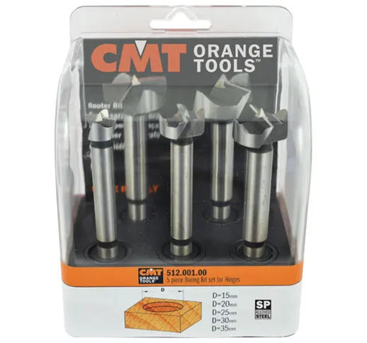 Cmt Orange Tools - 512.001.00 set 5 punte f/cerniera sp Z2+2 S=10 L=90 D=15/20/25/30/35 dx