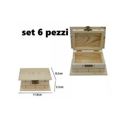 Set 6 Scatole Box Astuccio In Legno Decoupage Portagioie Cofanetto 53377A