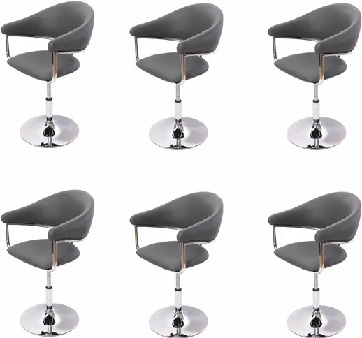 Mendler - Set 6x sedie Lounge Como ecopelle altezza regolabile 78-88cm grigio