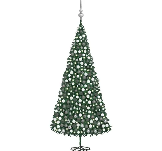 Set Albero di Natale Artificiale con led e Palline 500 cm Verde