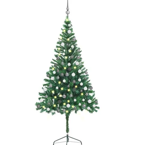 Set Albero Natale Artificiale con led e Palline 180 cm 564 Rami