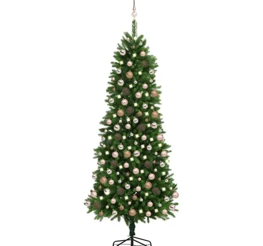 Set Albero Natale Artificiale con LED e Palline 240 cm Verde