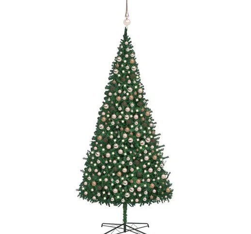Set Albero Natale Artificiale con led e Palline 400 cm Verde