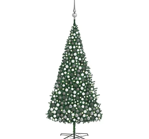 Set Albero Natale Artificiale con led e Palline 400 cm Verde