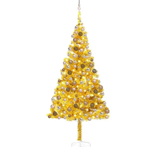 Set Albero Natale Artificiale con led e Palline Oro 240 cm pet