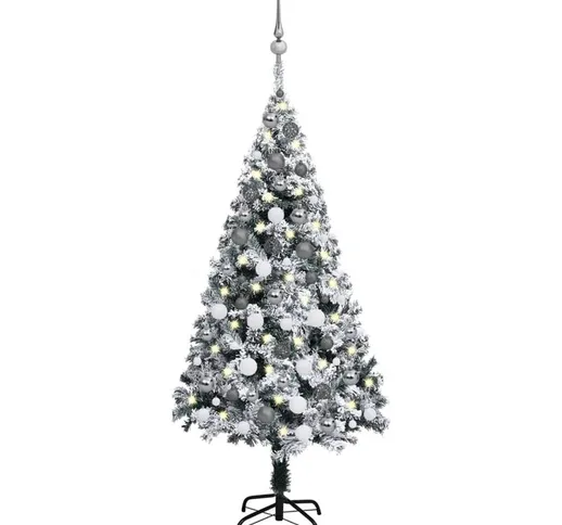 Set Albero Natale Artificiale con led e Palline Verde 120 cm