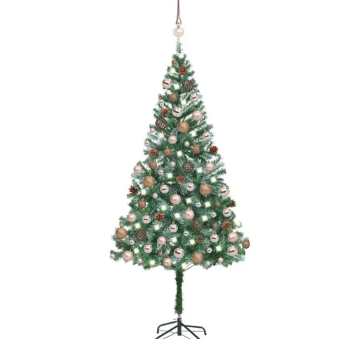 Set Albero Natale Artificiale con led Palline e Pigne 180 cm