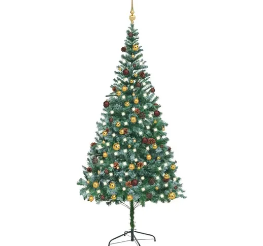 Set Albero Natale Artificiale con LED Palline e Pigne 210 cm