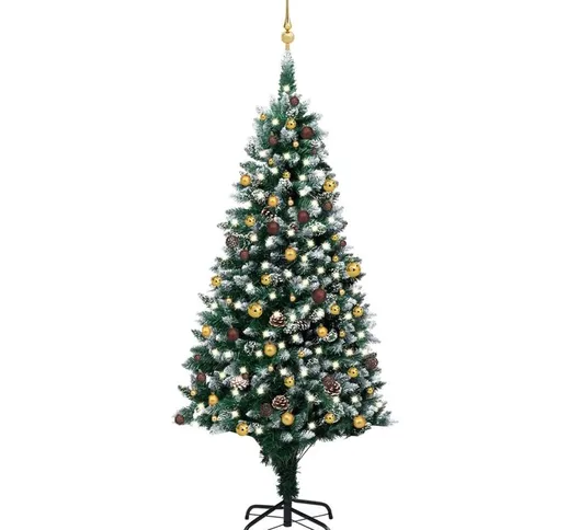 Set Albero Natale Artificiale con led Palline e Pigne 240 cm