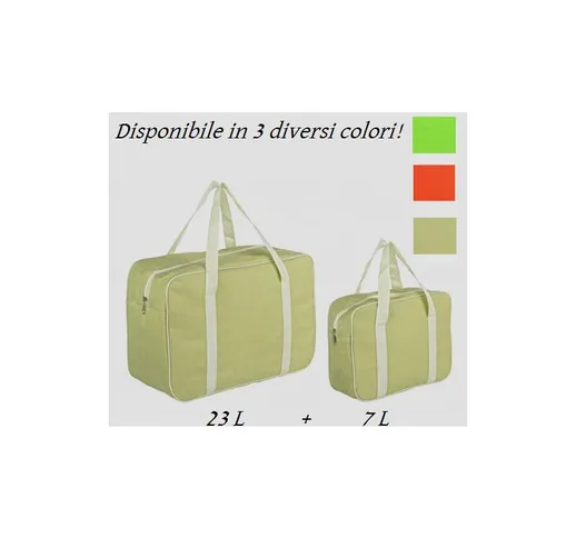 Set borsa frigo termica bizzotto 23L+7 l rettangolare diversi colori pvc verde