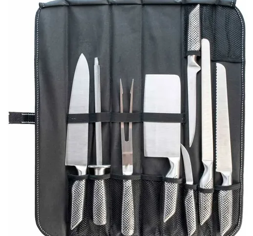  - Set coltelli da barbecue cucina 8 pz acciaio inox monoblocco forma ergonomica