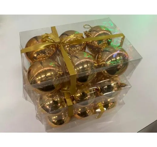 SET DA 18 PALLINE INFRANGIBILI ORO PER ALBERO DI DIAMETRO 80MM - Natale