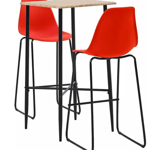 vidaXL Set da Bar in Plastica 3 pz Rosso - Rosso