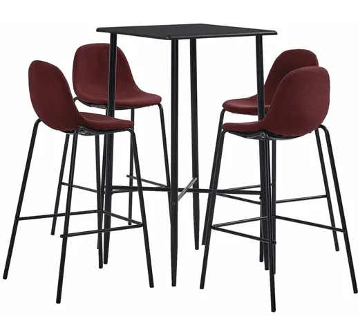 Set da Bar in Tessuto 5 pz Vino Rosso - Rosso - Vidaxl