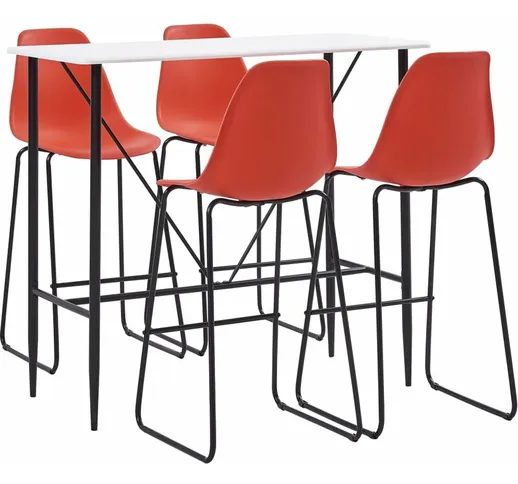 Set da Bar 5 pz in Plastica Rosso - Rosso - Vidaxl