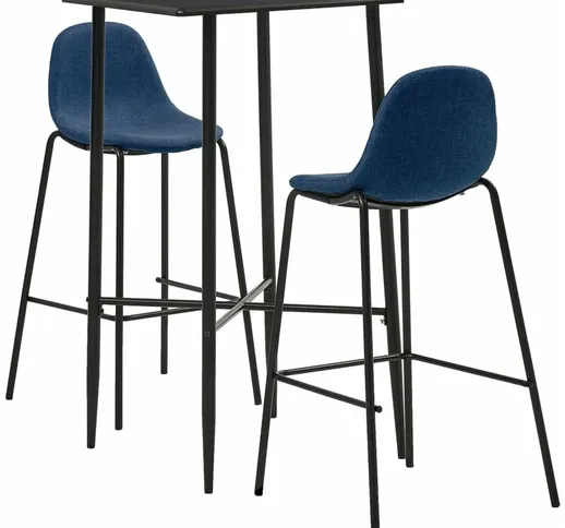 vidaXL Set da Bar in Tessuto 3 pz Blu - Blu