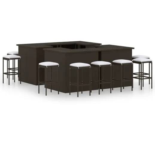 Vidaxl - Set da Bar da Giardino 16 pz con Cuscini in Polyrattan Marrone