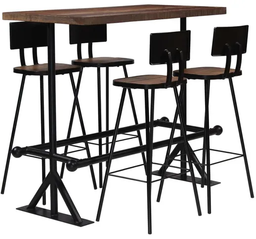  - Set da Bar Tavolo con Sedie in Legno Massello di Recupero vari pezzi modelli : 5 Pz