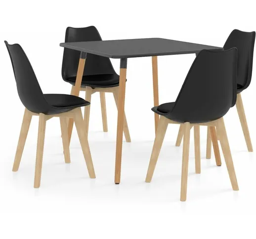 vidaXL Set da Pranzo 5 pz Nero Modello 22 - Nero