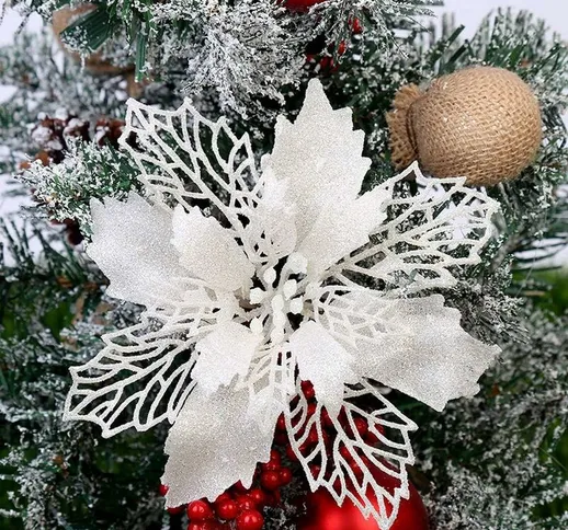 Set di 10 fiori artificiali per albero di Natale, ornamento per albero di Natale Set di de...