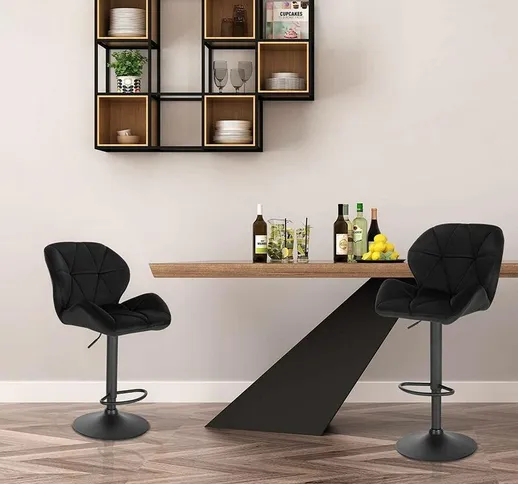 MercatoXL Set di 2 bar sedia in metallo e velluto, modello Kaya nero