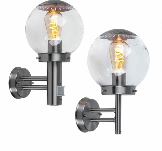 Set di 2 esterni palla luci parete movimento facciata di lampade in vetro lampade in accia...