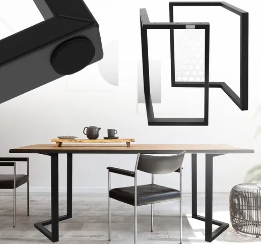 Set di 2 gambe struttura per tavoli in acciaio nero 70 x 72 cm design freccia