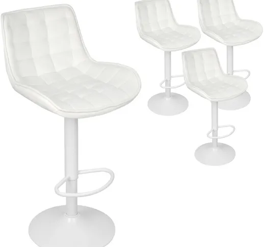 Dyhf - Set di 4 Sgabelli da bar, seduta e schienale in velluto, design a scacchi, gambe in...