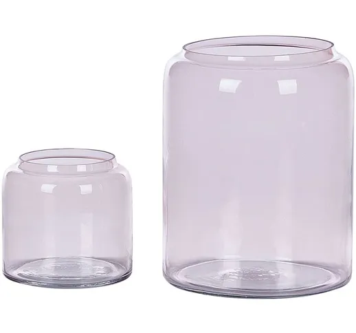 Beliani - Set di 2 vasi da fiori in vetro rosa decorazione da tavolo Rasam - Rosa