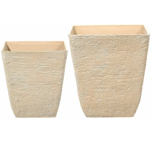 Beliani - Set di 2 vasi quadrati per interno ed esterno in color beige DELOS