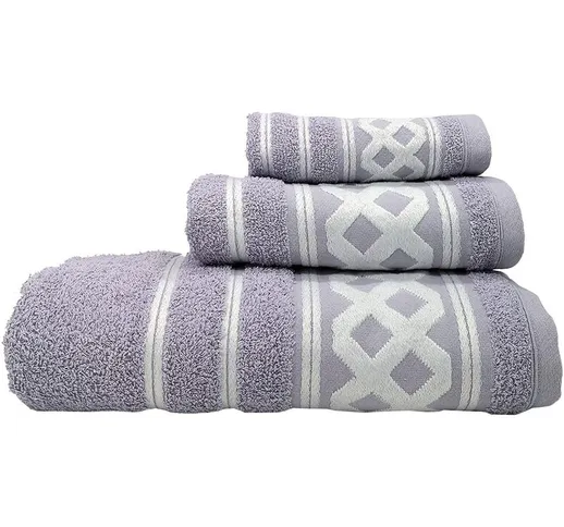 Set di 3 asciugamani da bagno in cotone di raso 450 g/m2, da 50 x 30 100 x 50 150 x 100 cm...