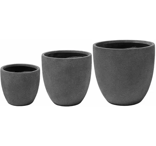 Beliani - Set di 3 vasi da fiori da interno ed esterno color grafite KANNIA