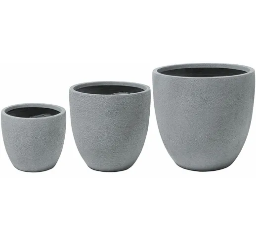 Beliani - Set di 3 vasi da fiori da interno ed esterno grigi KANNIA