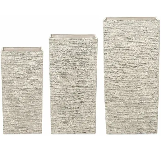 Beliani - Set di 3 vasi rettangolari per interno ed esterno beige GAZA