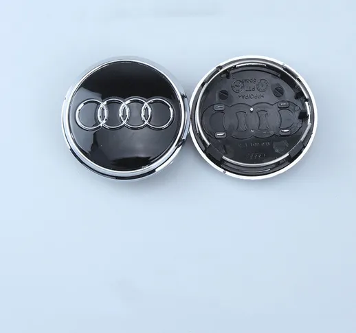 Set di 4 accessori auto per copriruota Audi, parti copriruota - (diametro esterno 77 mm, c...