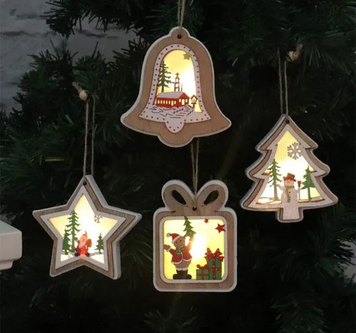 Briday - Set di 4 decorazioni LED per l'albero di Natale Decorazioni per l'albero di Natal...