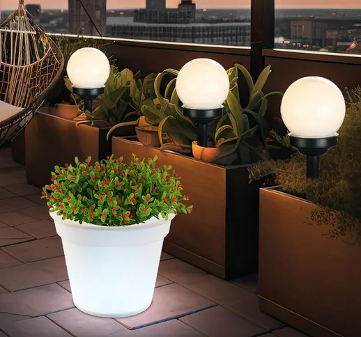 Set di 4 lampade a sospensione a led con luci solari e vaso di fiori