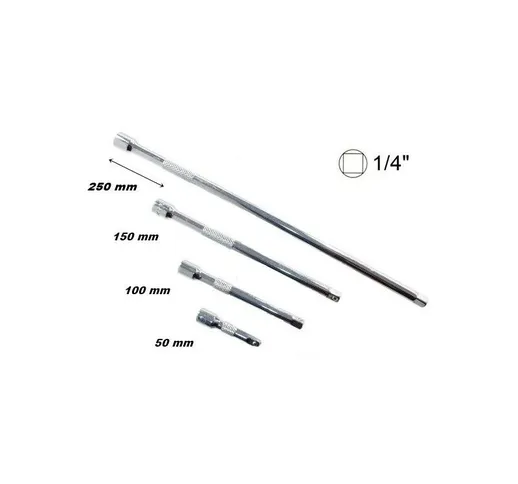  - SET DI 4 PROLUNGHE PER CHIAVI A BUSSOLA DA 1/4 LUNGHEZZA 50 - 100 -150 - 250 mm