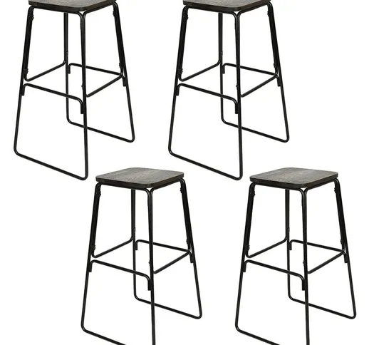 Skecten - Set di 4 Sgabelli Alti, Stile Industriale Sedie da Bar, per Cucina, Sala da Pran...