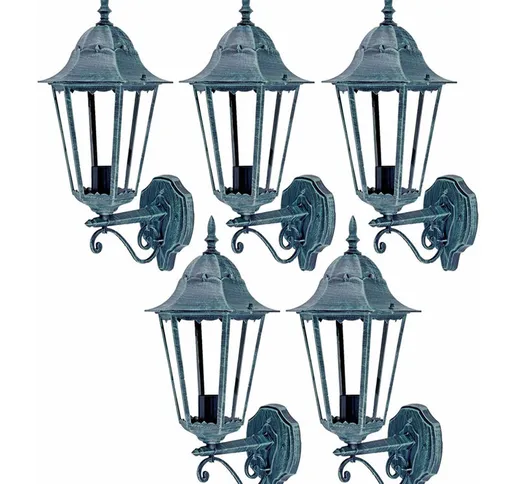 Etc-shop - Set di 5 Lanterne a LED da parete Giardino Illuminazione esterna Facciate ALU F...