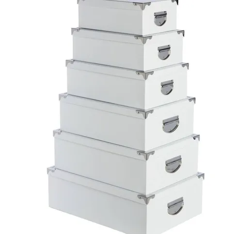 6 scatole angolari in metallo bianco - set di 6 scatole angoli in metallo bianco, cartone,...