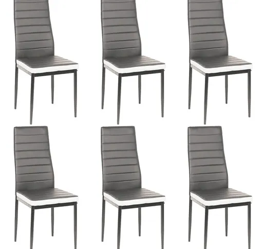 Jeobest - Set di 6 sedie a fascia bianche grigie per sala da pranzo